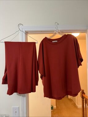 Zenana Outfitters Brick Red Relaxed Top and pants set